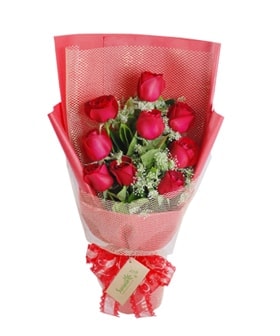 Ke�i�ren �i�ek�i sitemizden 9 adet k�rm�z� g�lden g�rsel buket