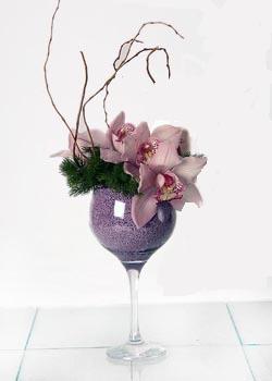 Ankara Sincan Etimesgut ieki firma rnmz cam kadeh ierisinde 2 kandil orkide