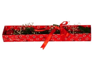 Kutu i�inde masum tek k�rm�z� g�l Ankara ostim �i�ek sipari�i firma �r�n�m�z 